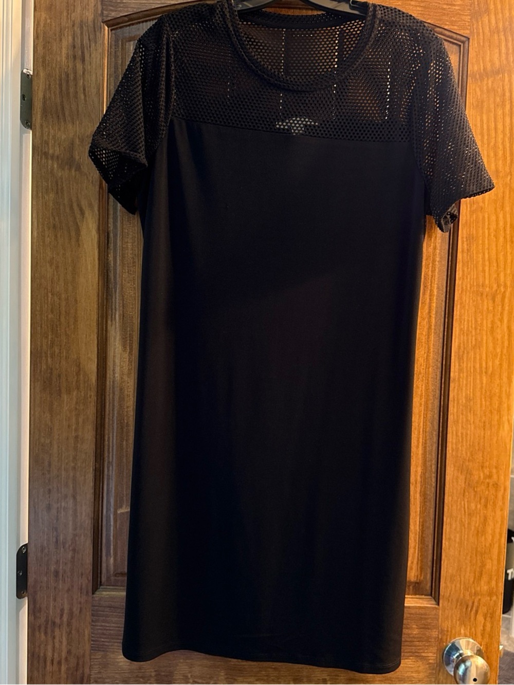 Michael Kors Black Mesh Yoke Short Sleeve Dress